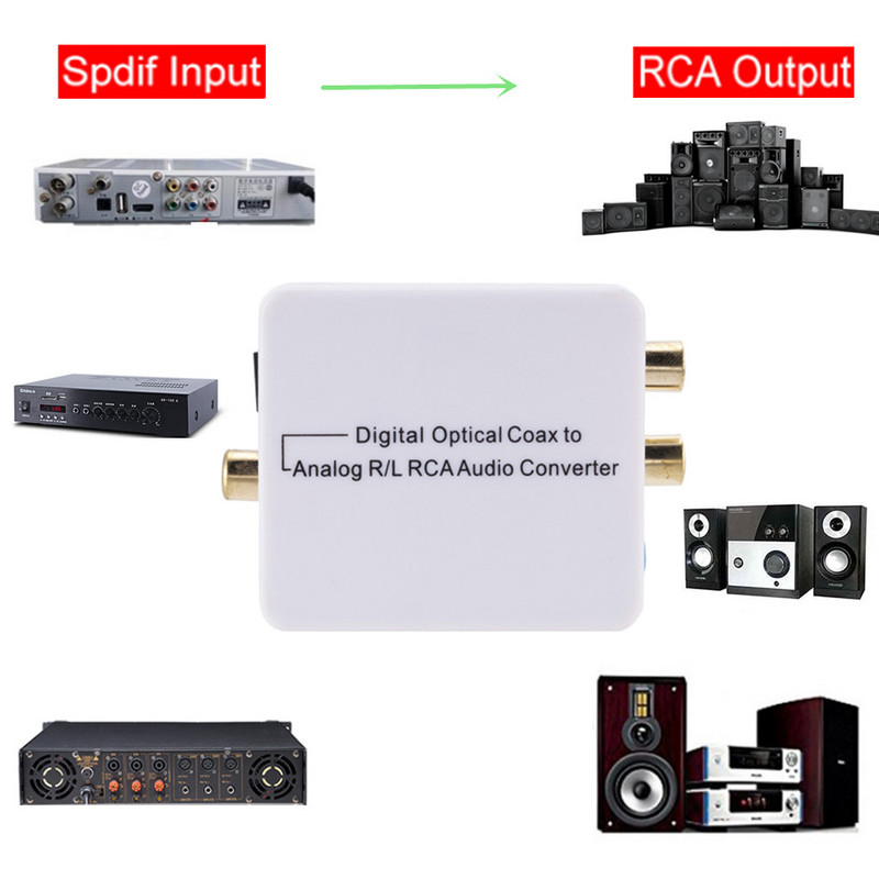 Digitalno-analogni audio konverter 3,5 mm optičko vlakno Toslink koaksijalni signal u RCA R/L audio dekoder SPDIF ATV DAC pojačalo
