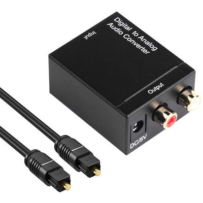 Цифрово-аналогов аудио конвертор Цифров оптичен (SPDIF/Toslink) и RCA (L/R) стерео аудио конвертор с влакна