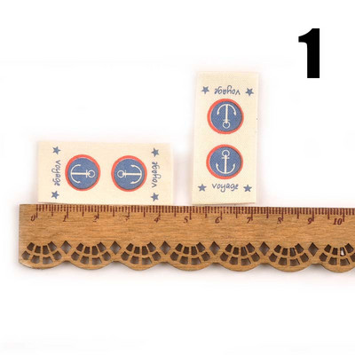 50db Bézs nyomtatott pamutszövet szőtt betűs címkék varráshoz ruhacímkék kézzel készített címkék ruhák barkács kézműves kiegészítők keveréke