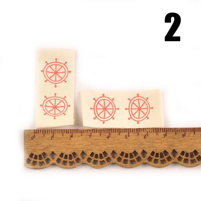 50db Bézs nyomtatott pamutszövet szőtt betűs címkék varráshoz ruhacímkék kézzel készített címkék ruhák barkács kézműves kiegészítők keveréke