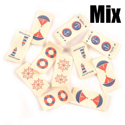 50db Bézs nyomtatott pamutszövet szőtt betűs címkék varráshoz ruhacímkék kézzel készített címkék ruhák barkács kézműves kiegészítők keveréke