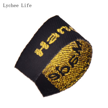 Lychee Life 100 бр./лот златист цвят миещи се тъкани етикети за облекло етикети за Направи си сам шевни занаяти