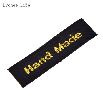 Lychee Life 100 бр./лот златист цвят миещи се тъкани етикети за облекло етикети за Направи си сам шевни занаяти