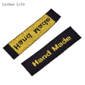 Lychee Life 100 бр./лот златист цвят миещи се тъкани етикети за облекло етикети за Направи си сам шевни занаяти