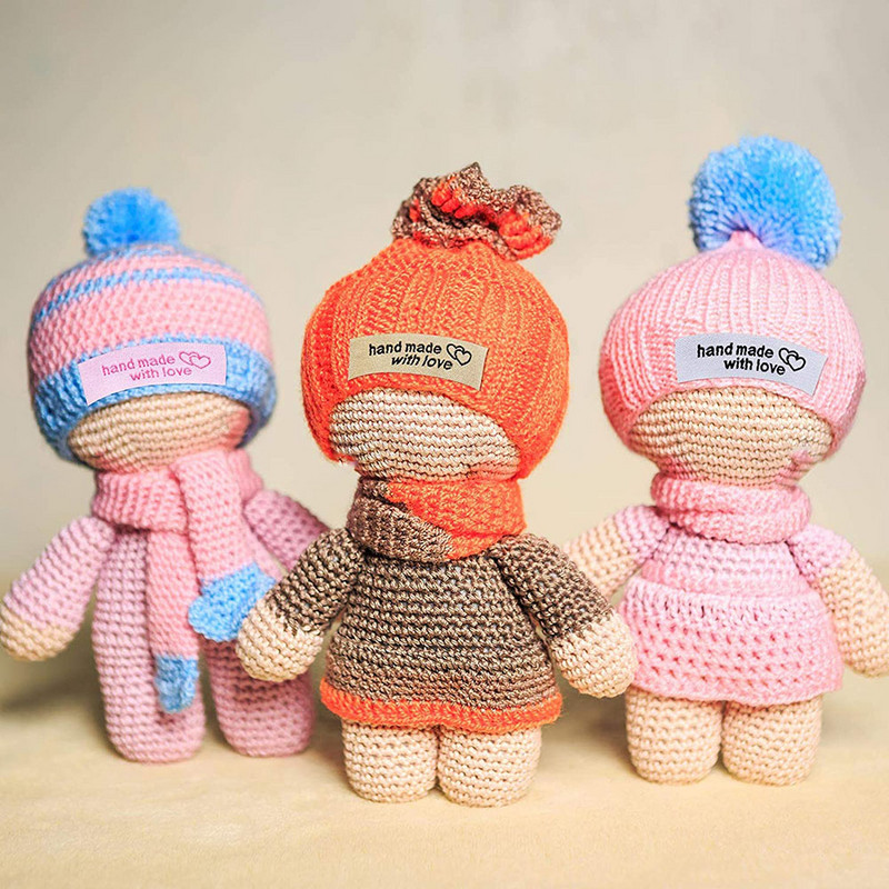 Etichete de cusut din bumbac, 80 de bucăți, etichete din pânză lucrate manual, etichete țesute de artă, artizanat, etichete de cusut pentru îmbrăcăminte de modă pentru tricotat