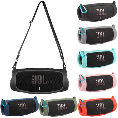 Új Bluetooth hangszóró tok puha szilikon borító bőr pánt karabinerrel a JBL Charge 5 vezeték nélküli Bluetooth hangszóró táskához