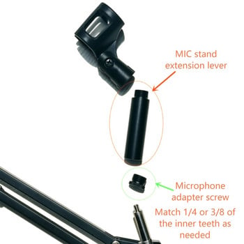 2 опаковки удължителна тръба за стойка за микрофон 5/8 инча от женски към 5/8 мъжки за настолни стойки Амортисьорите пасват на повечето микрофони