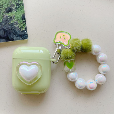 Jednostavna Laser Pearl Heart torbica za slušalice za slušalice AirPods 2 Pro 3 generacije Kutija za punjenje Zaštitna maska za Air pods privjesak