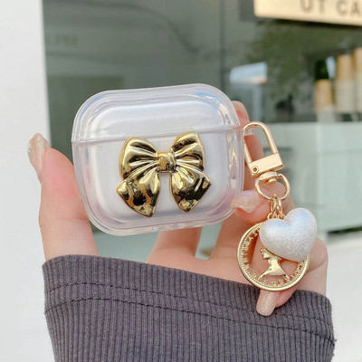 Jednostavna Laser Pearl Heart torbica za slušalice za slušalice AirPods 2 Pro 3 generacije Kutija za punjenje Zaštitna maska za Air pods privjesak