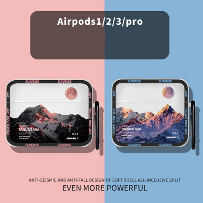 Snow Mountain Moon Fashion silikoonist ümbris Apple Air Pods 1 2 Pro 2nd Bag juhtmeta kõrvaklappide tarvikute kate Airpod 3 kasti jaoks