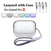 2022-es ÚJ tokpánt az Airpods Pro-hoz 2. generációs Apple Air Pods Pro 2-tokhoz, kiváló minőségű akasztókötél színes borítással