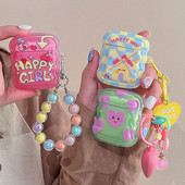 INS Heart Windmil fejhallgató tok AirPodshoz AirPod 2 3 tok aranyos medve színes gyöngyök medál puha szilikon tok AirPods Pro-hoz