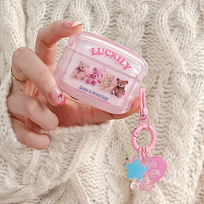 INS Heart Windmil fejhallgató tok AirPodshoz AirPod 2 3 tok aranyos medve színes gyöngyök medál puha szilikon tok AirPods Pro-hoz