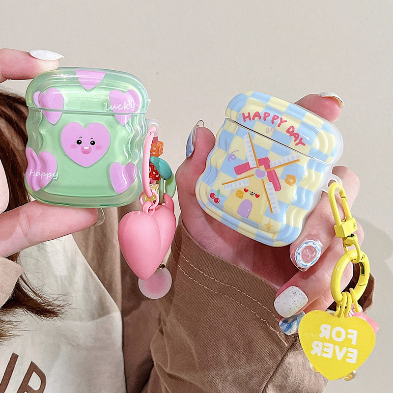 INS Heart Windmil fejhallgató tok AirPodshoz AirPod 2 3 tok aranyos medve színes gyöngyök medál puha szilikon tok AirPods Pro-hoz