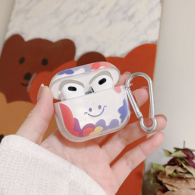 Korean Smiley Flower Case za Apple AirPods 3 Prozirna zaštitna maska za AirPods 1 2 AirPods Pro 2nd Cases s privjeskom za ključeve