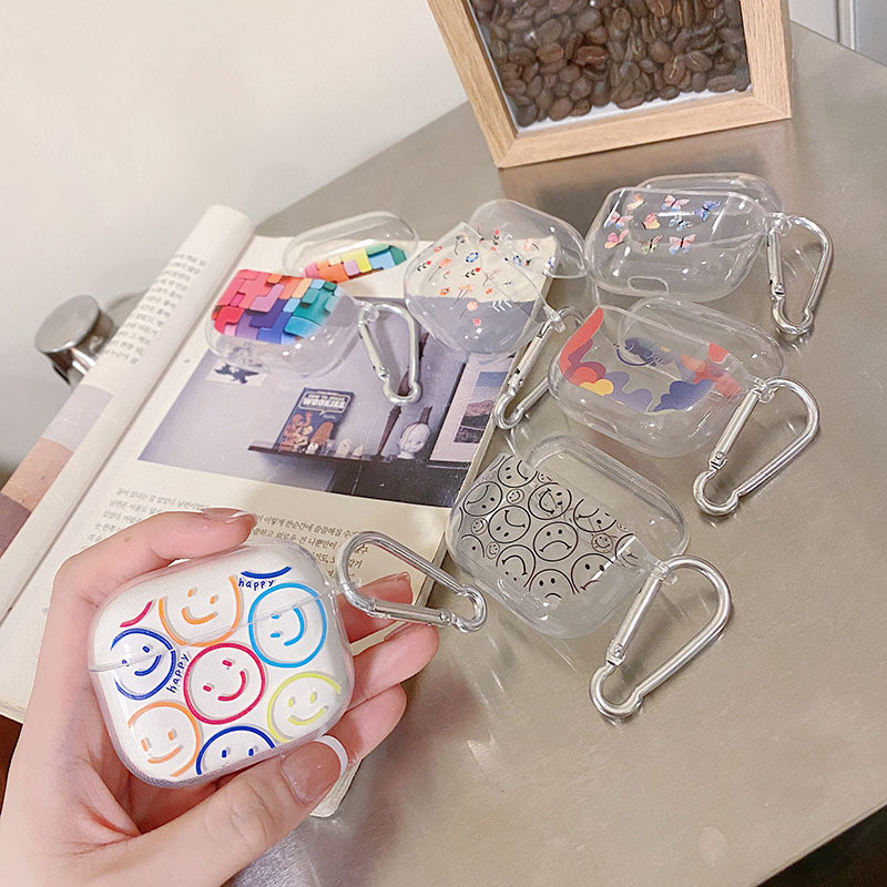 Korean Smiley Flower Case za Apple AirPods 3 Prozirna zaštitna maska za AirPods 1 2 AirPods Pro 2nd Cases s privjeskom za ključeve
