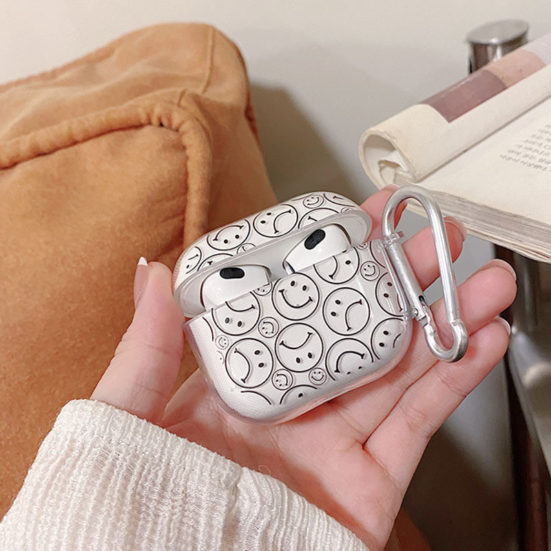 Korean Smiley Flower Case za Apple AirPods 3 Prozirna zaštitna maska za AirPods 1 2 AirPods Pro 2nd Cases s privjeskom za ključeve