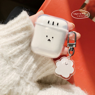 Roztomilé puzdro na slúchadlá s čerstvým kvetom pre AirPods 1 2 Pro, priehľadné TPU puzdro na Air Pods 3 Bluetooth slúchadlá s kľúčenkou