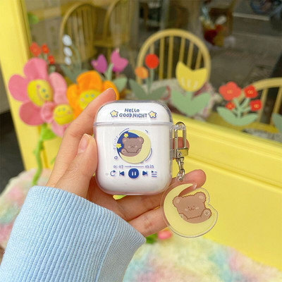 Roztomilé puzdro na slúchadlá s čerstvým kvetom pre AirPods 1 2 Pro, priehľadné TPU puzdro na Air Pods 3 Bluetooth slúchadlá s kľúčenkou