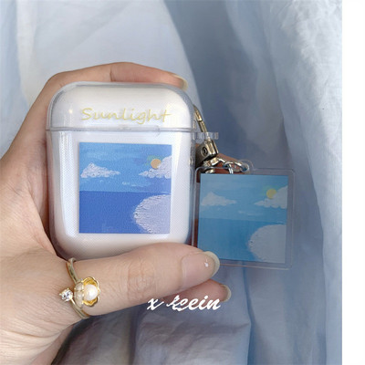 Roztomilé puzdro na slúchadlá s čerstvým kvetom pre AirPods 1 2 Pro, priehľadné TPU puzdro na Air Pods 3 Bluetooth slúchadlá s kľúčenkou