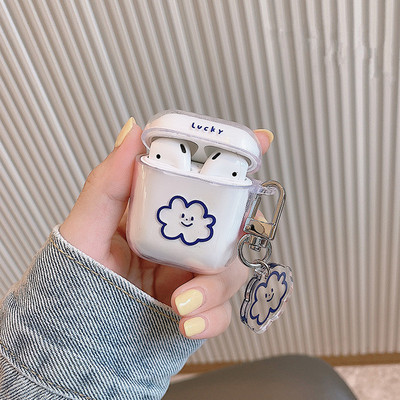 Roztomilé puzdro na slúchadlá s čerstvým kvetom pre AirPods 1 2 Pro, priehľadné TPU puzdro na Air Pods 3 Bluetooth slúchadlá s kľúčenkou