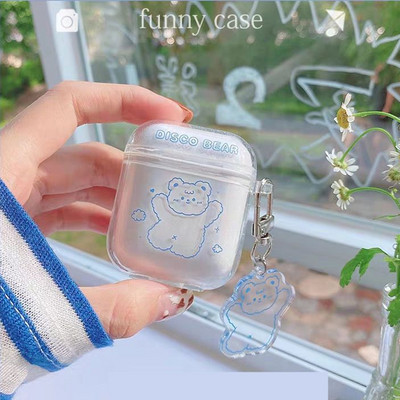 Roztomilé puzdro na slúchadlá s čerstvým kvetom pre AirPods 1 2 Pro, priehľadné TPU puzdro na Air Pods 3 Bluetooth slúchadlá s kľúčenkou