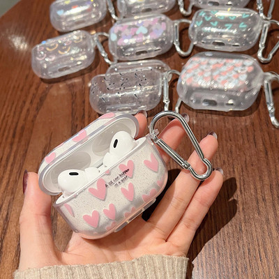 Ins Glitter Sjajna crtana ružičasta ljubavno zelena šareno srce smješko slatka torbica za slušalice za apple airpod pro 3 2 1 2. kutija za punjenje