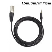 3,5 mm garso kabelis mikrofonui 3,5 mm stereo lizdo kištukas prie 3 kontaktų XLR vyriško garso adapterio kabelio mikrofono garso laidas 1,5/3/5/10 m
