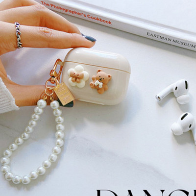 Slatka jednostavna dekoracija medvjeda trešnje TPU maska za slušalice za Apple AirPods Pro 3 Slušalica torbica za AirPods 1 2 biserna narukvica privjesak za ključeve