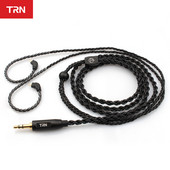 TRN A3 6 gyslų patobulintas sidabruotas juodas kabelis, 3,5 mm 0,75/0,78 mm 2 kontaktų MMCX ausinių laidas, skirtas V30/V20/V80/V90/ZST/EDX/ZS6