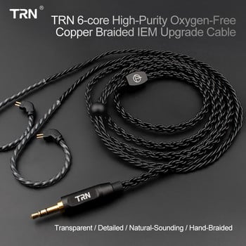 TRN A3 6-жилен надграден сребърен черен кабел 3,5 mm 0,75/0,78 mm 2-пинов MMCX кабел за слушалки за V30/V20/V80/V90/ZST/EDX/ZS6