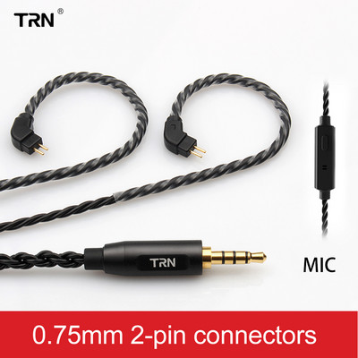 TRN A3 6 gyslų patobulintas sidabruotas juodas kabelis, 3,5 mm 0,75/0,78 mm 2 kontaktų MMCX ausinių laidas, skirtas V30/V20/V80/V90/ZST/EDX/ZS6