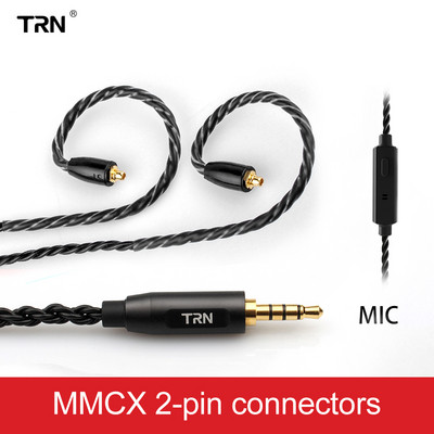 TRN A3 6 gyslų patobulintas sidabruotas juodas kabelis, 3,5 mm 0,75/0,78 mm 2 kontaktų MMCX ausinių laidas, skirtas V30/V20/V80/V90/ZST/EDX/ZS6