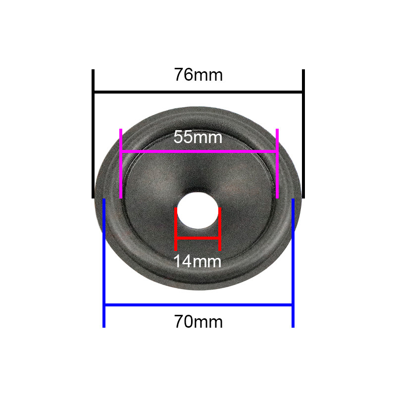 2 inča 3 inča 3,5 inča membrana zvučnika Horn Papirna membrana Bubanj s pjenastim rubom Dijelovi za popravak 2 KOM.