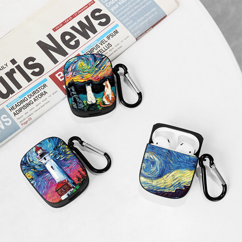 Planinska uljana slika Modna silikonska futrola s uzorkom za Apple Air Pods 1 2 Bežične slušalice Meki dodaci za Airpod Pro torbicu