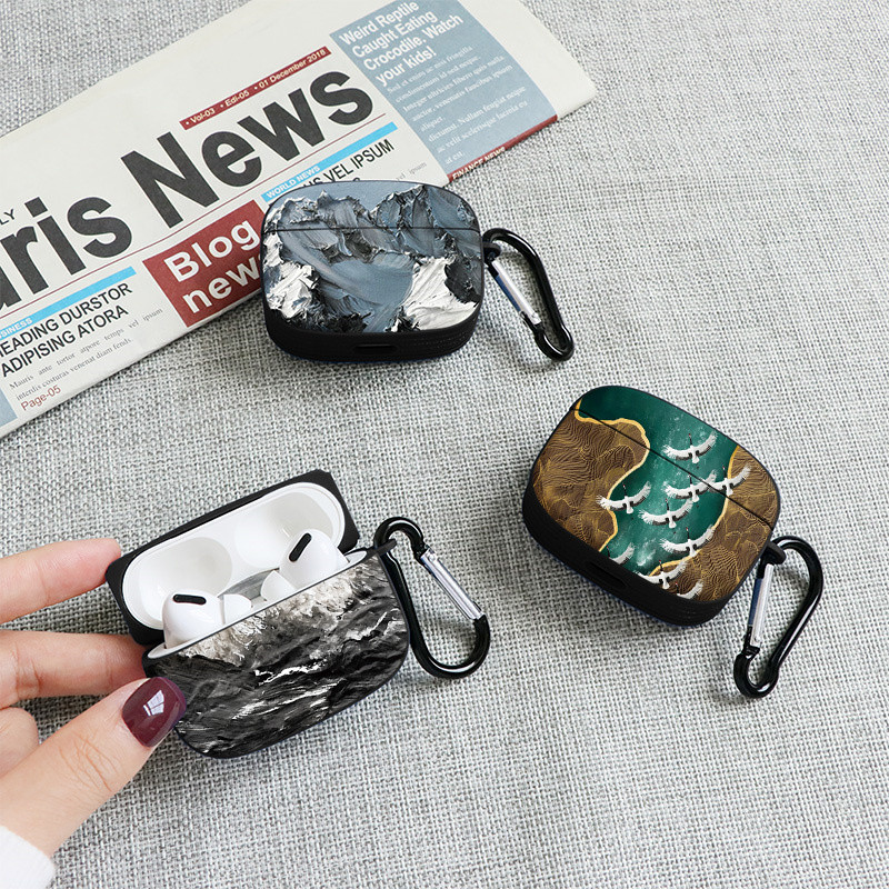 Planinska uljana slika Modna silikonska futrola s uzorkom za Apple Air Pods 1 2 Bežične slušalice Meki dodaci za Airpod Pro torbicu