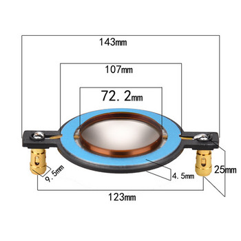 ΚΑΜΙΑ 34,5 38 44,5 51,5 72 74 Core Tweeter Voice Coil Membrane Film Titanium Treble Speaker εξαρτήματα επισκευής ανταλλακτικά DIY