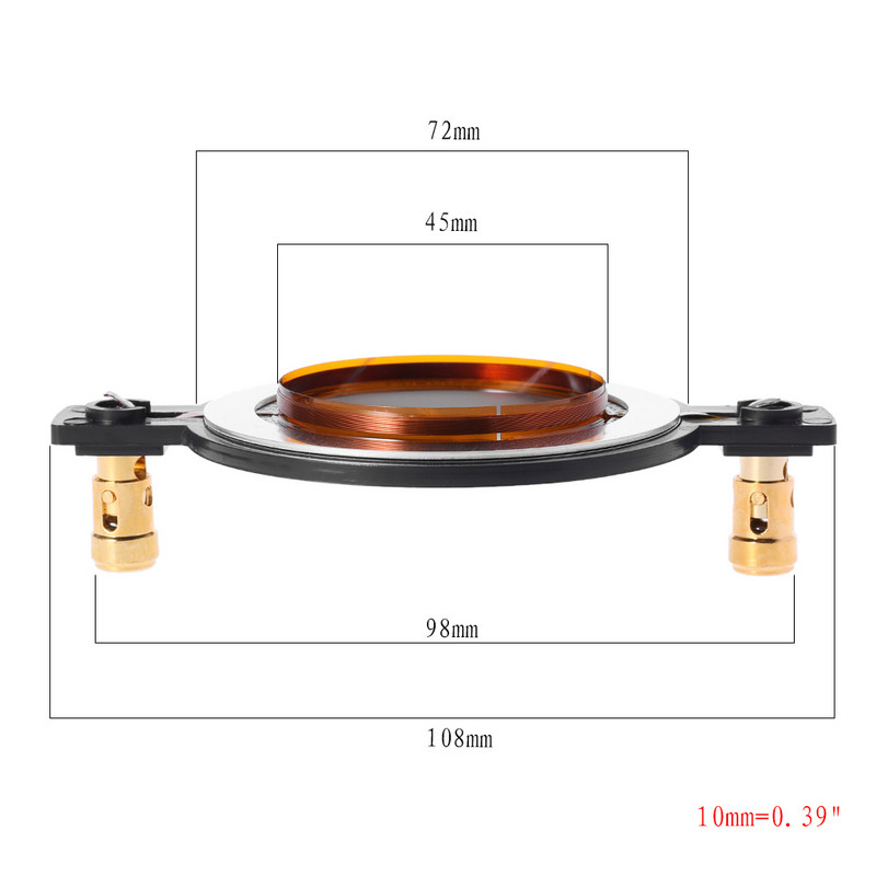 NINCS 34,5 38 44,5 51,5 72 74 Magas magassugárzó Voice Coil membrán Titán film Magas hangszóró Javítási kiegészítők barkács alkatrészek