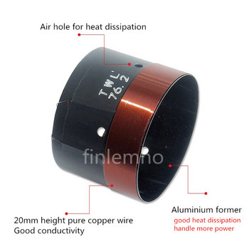 76,2 / 76,5 mm ηχείο Woofer Voice Coil 3 ιντσών εσωτερική διάμετρος ηχείων μπάσων Επισκευή ανταλλακτικά με χάλκινο σύρμα Μαύρο Αλουμίνιο