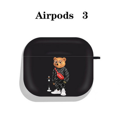 Modna simpatična silikonska futrola s crtanim medvjedom za Apple Airpods 3 2 1 Kućišta Bluetooth slušalica Poklopac za airpods Pro 2 crna torbica