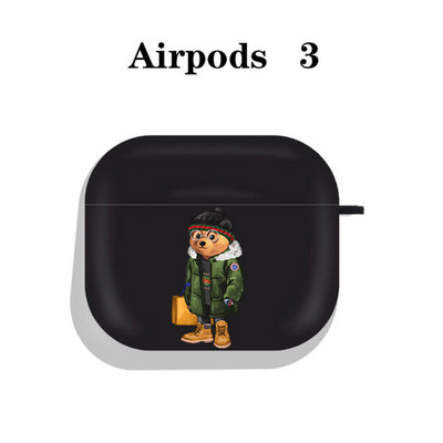 Modna simpatična silikonska futrola s crtanim medvjedom za Apple Airpods 3 2 1 Kućišta Bluetooth slušalica Poklopac za airpods Pro 2 crna torbica