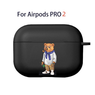 Modna simpatična silikonska futrola s crtanim medvjedom za Apple Airpods 3 2 1 Kućišta Bluetooth slušalica Poklopac za airpods Pro 2 crna torbica