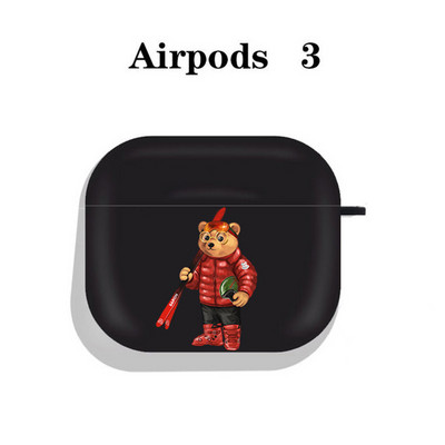 Modna simpatična silikonska futrola s crtanim medvjedom za Apple Airpods 3 2 1 Kućišta Bluetooth slušalica Poklopac za airpods Pro 2 crna torbica