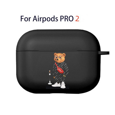 Modna simpatična silikonska futrola s crtanim medvjedom za Apple Airpods 3 2 1 Kućišta Bluetooth slušalica Poklopac za airpods Pro 2 crna torbica