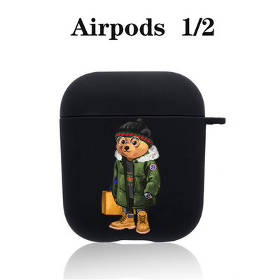 Modna simpatična silikonska futrola s crtanim medvjedom za Apple Airpods 3 2 1 Kućišta Bluetooth slušalica Poklopac za airpods Pro 2 crna torbica