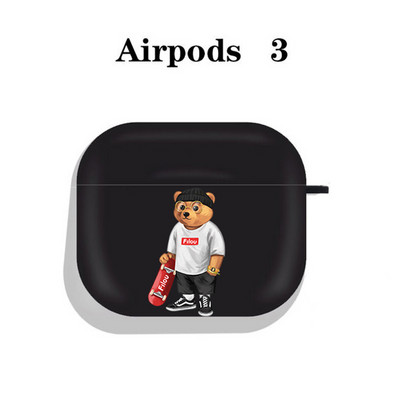 Modna simpatična silikonska futrola s crtanim medvjedom za Apple Airpods 3 2 1 Kućišta Bluetooth slušalica Poklopac za airpods Pro 2 crna torbica