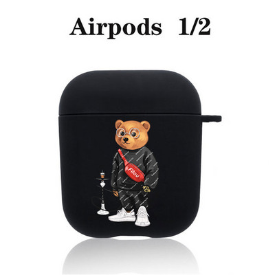 Modna simpatična silikonska futrola s crtanim medvjedom za Apple Airpods 3 2 1 Kućišta Bluetooth slušalica Poklopac za airpods Pro 2 crna torbica