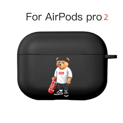 Modna simpatična silikonska futrola s crtanim medvjedom za Apple Airpods 3 2 1 Kućišta Bluetooth slušalica Poklopac za airpods Pro 2 crna torbica