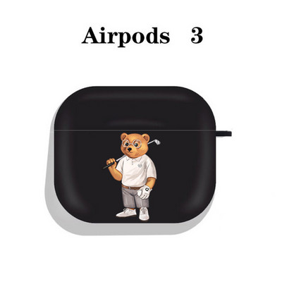 Modna simpatična silikonska futrola s crtanim medvjedom za Apple Airpods 3 2 1 Kućišta Bluetooth slušalica Poklopac za airpods Pro 2 crna torbica
