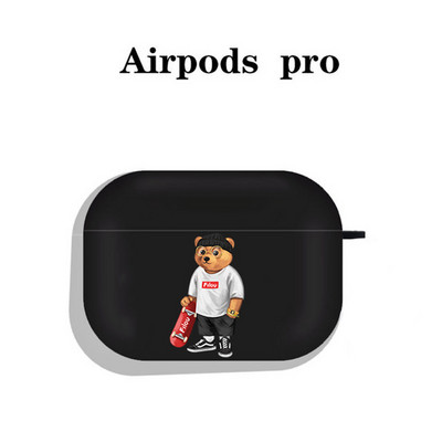 Modna simpatična silikonska futrola s crtanim medvjedom za Apple Airpods 3 2 1 Kućišta Bluetooth slušalica Poklopac za airpods Pro 2 crna torbica